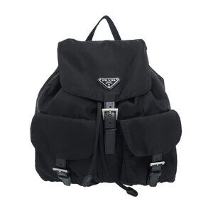 PRADA Two Pocket Tessuto Backpack Rucksack Daybag Black